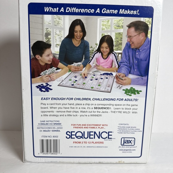 SEQUENCE- Original‎ SEQUENCE Game with Folding Board, Cards and Chips by Jax - Picture 2 of 3